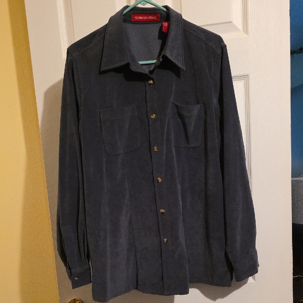 Velour Feeling Olive Green Long Sleeve Shirt